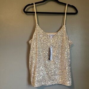 Steve Madden Silver Sequin Tank Top